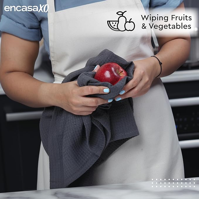 Encasa XO Kitchen Dish Towels Set | Multicolor | Waffle Weave and Flat Hand Tea