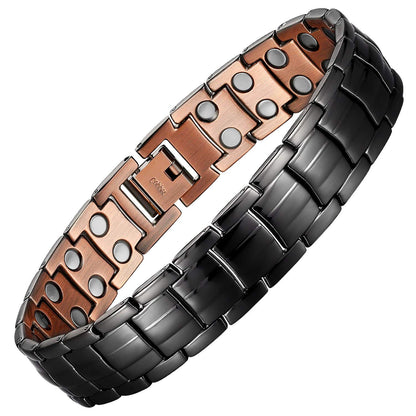 MagEnergy Mens Copper Magnetic Bracelets, 99.9% Pure Copper Bracelet with Double Row Magnets, Adjustable Wristband Brazaletes for Men