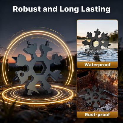 Stocking Stuffers for Men 2025 - Snowflake Multi Tool 2 Pack, Christmas Gifts for Him - Stainless Steel Multitool with Carabiner & Wrench,White Elephant Gifts for Coworkers, Adults (Silver+Black)