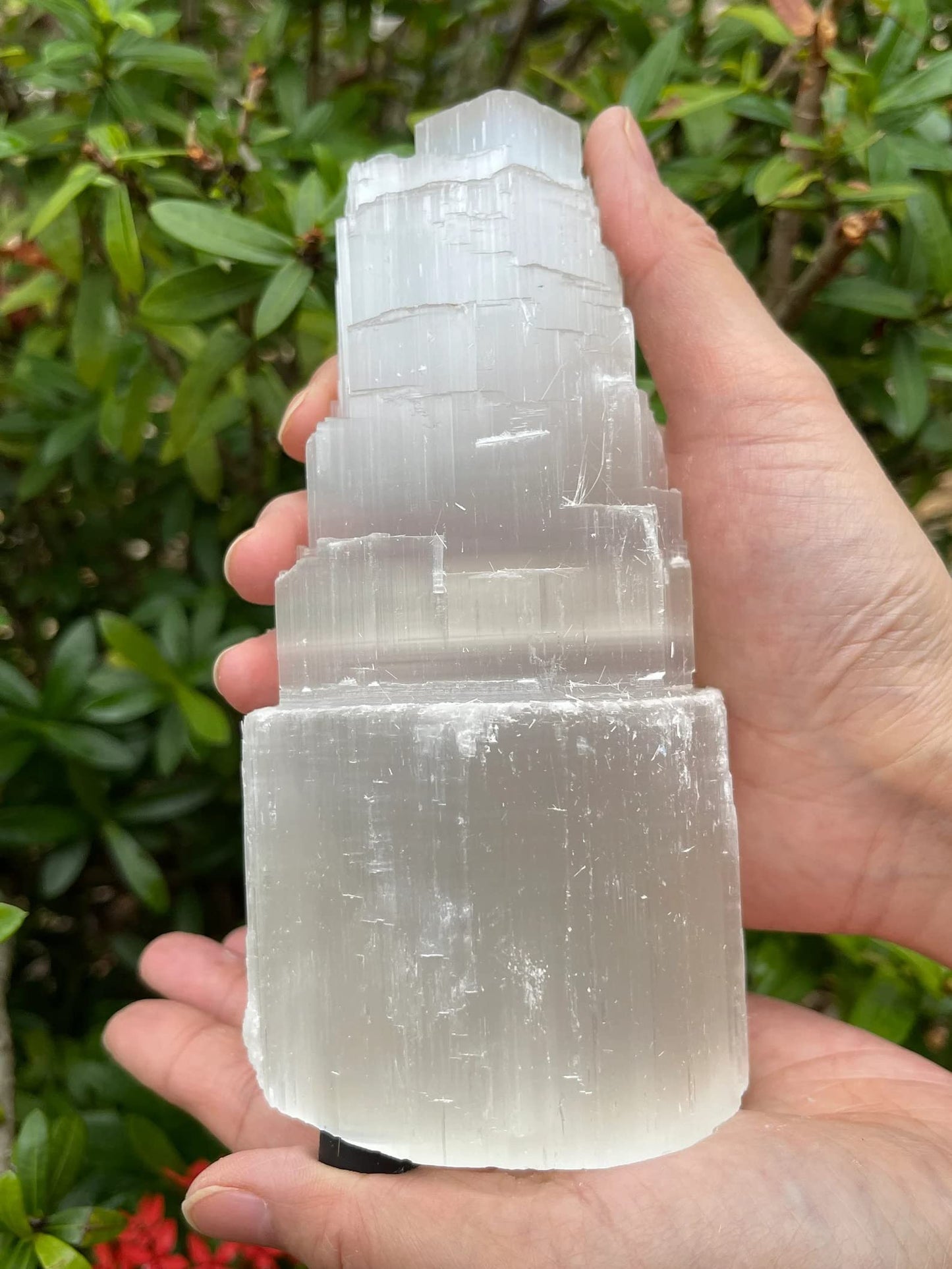 GAF TREASURES Selenite Skyscraper Tower Light – Natural White Healing Crystal, Choose Size 6", 8", 10", 12", 16" (15-17")