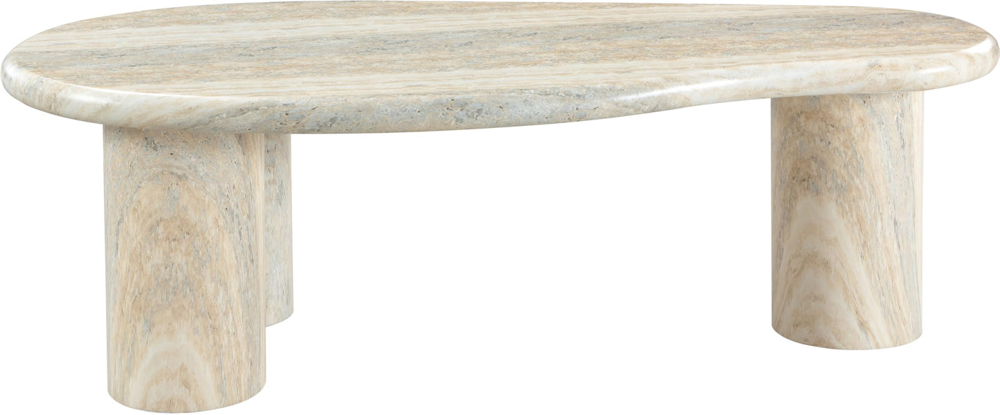 Meridian Furniture 99095Travertine-Ct Sassari Collection Art Deco Indoor/Outdoor Concrete Coffee Table in Travertine Finish, 47.5" W X 24" D X 16" H, Travertine