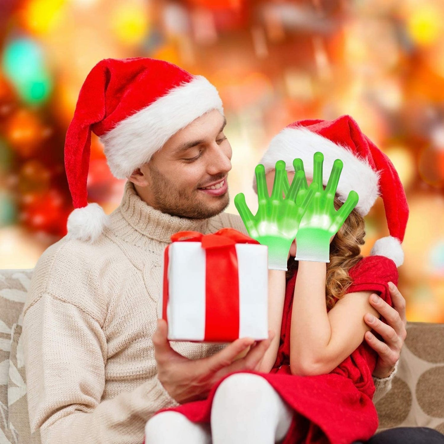 UWEIDOIT LED Gloves, Flash Finger Lights - 3 Colors, 10 Modes, Glowing Christmas Costume, Clubbing Party Favors & Toys for Boys & Girls