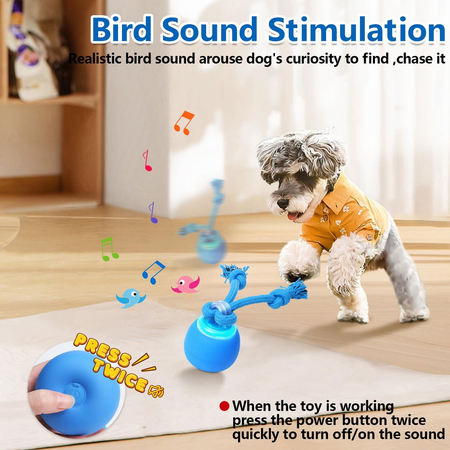 Saolife Interactive Dog Toys, Moving Dog Ball with Touch Activated, Active Rolling Ball for Puppy and Medium Dogs, Squeaky, USB Rechargeable