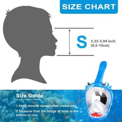 Zipoute Snorkel Full Face Snorkel Mask for Kids & Adults, 180 Panoramic View, Safe Anti-Leak & Anti-Fog, Foldable Dry Top Snorkeling Gear