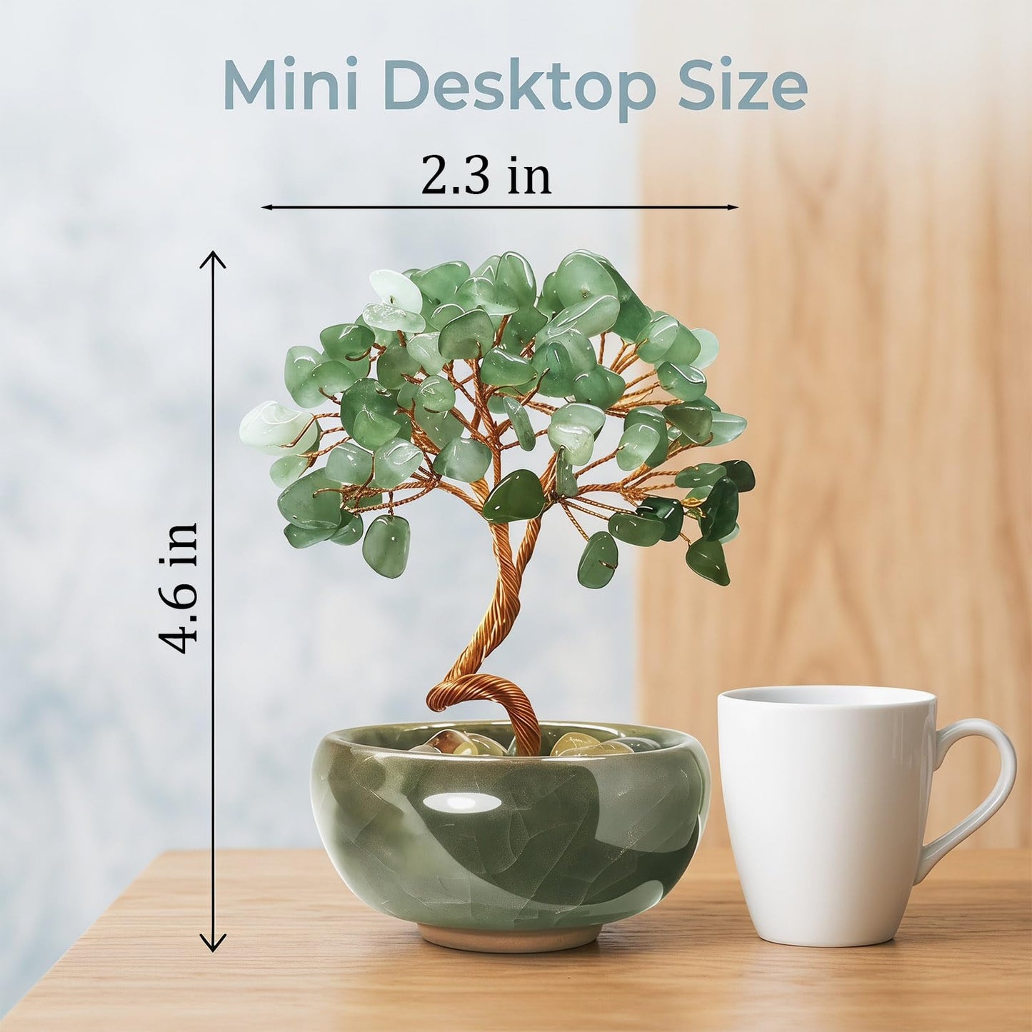 Green Aventurine Crystal Money Tree Bonsai for Entryway Wealth Corner Office Desk Store Front Decor