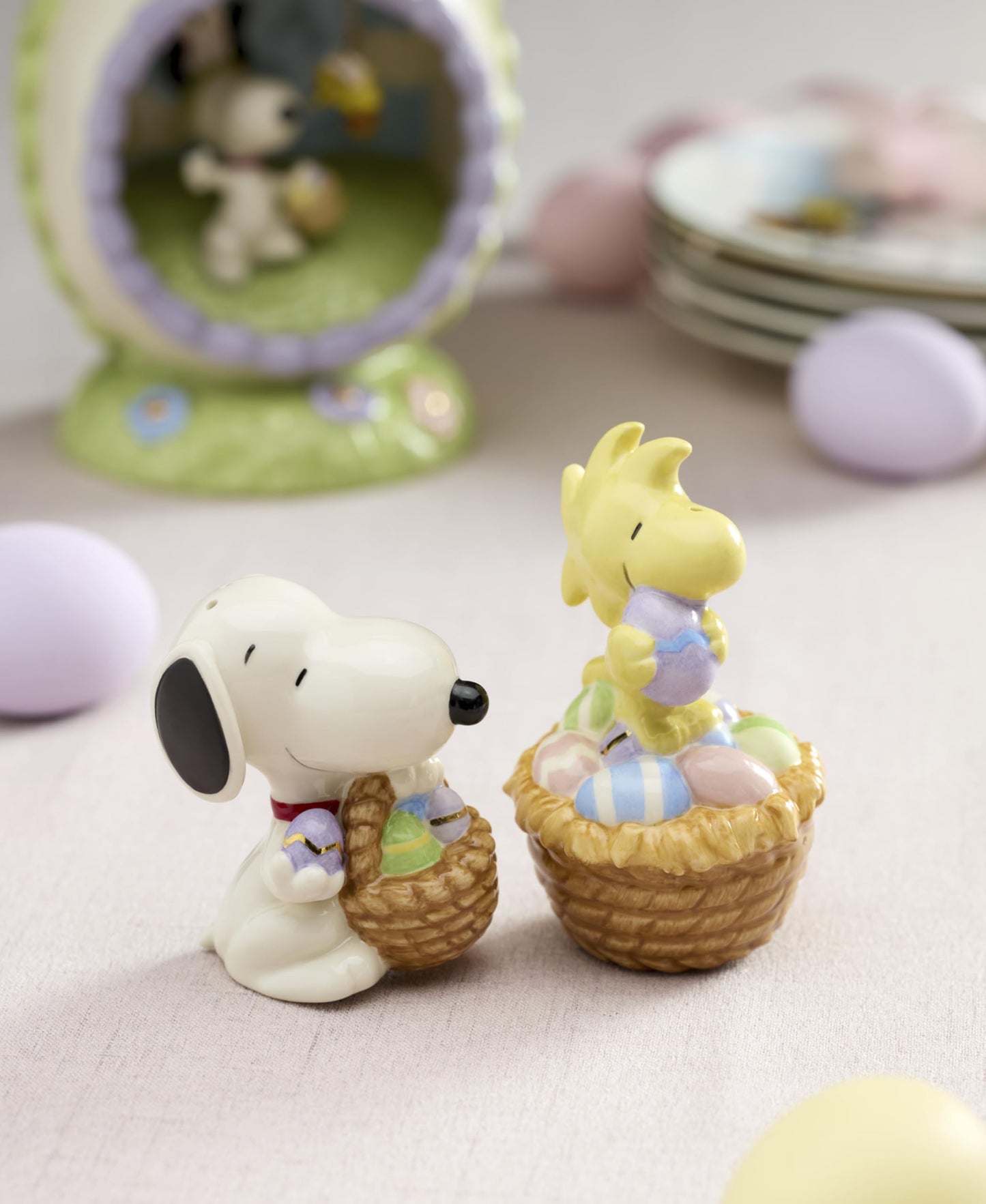 Lenox Kitchen And Dining, Snoopy Easter Salt & Pepper Set, Porcelain Material, Handwash Only, Salt And Pepper Shakers, Tabletop Decor, Home Decor, Kitchen Essentials, Snoopy Design(Assorted, 2 Pieces)