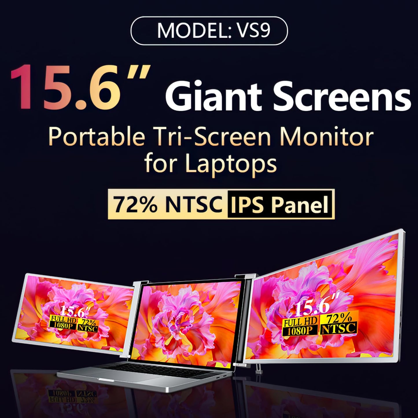 VILVA Portable-Monitor-for-Laptop - 15.6'' 1080P FHD IPS Display USB-C HDMI Portable Monitor for Laptop with Cover and Speakers External Monitor for Laptop/PC/Mac/Phone/Xbox Switch/PS4/