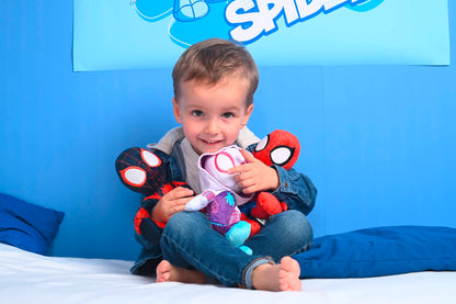 Disney Spiderverse Spiderman Action Figure 25 cm Soft Toy with Glow in the Dark Eyes,Blue,purple,white