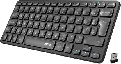 Arteck 2.4G Wireless Keyboard Ultra Slim and Compact Wireless Keyboard with Media Hotkeys for Computer/Desktop/PC/Laptop/Surface/Smart TV and Windows 10/8/ 7 Built-in Rechargeable Battery