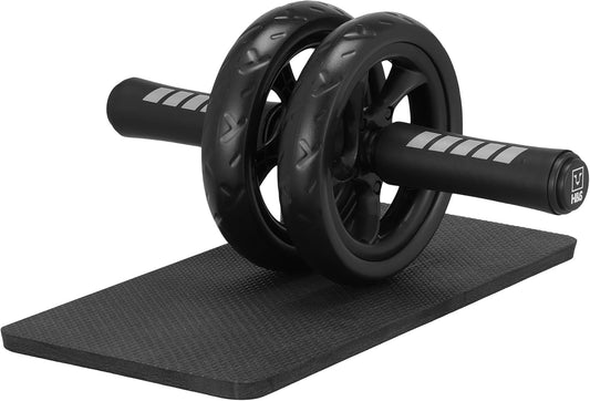 H&S Ab Roller Wheel For Abs Workout - Abdominal Core Exercise Equipment With Extra Thick Knee Pad Mat - w/Dual Glide Wheels - Abs Roller Wheel Home Workout - Abs Exercise Equipment