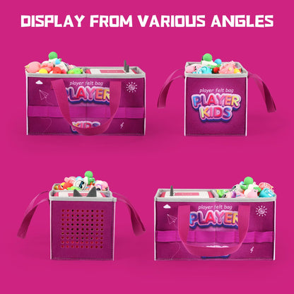 Carrying Case for Tonies Starter Set & Storage Bag for Tonies Figurine, Outdoor Hand Bag for Tonies Audio Player and Dolls Musical Toy Folding Bag for Kids Toniebox 2 Accessories (Purple Pattern)