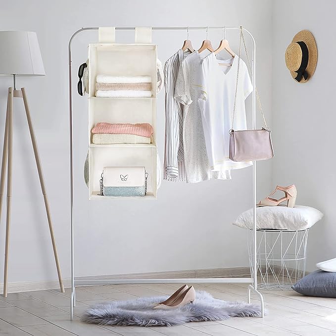 MAX Houser 3-Shelf Hanging Closet Organizers, Collapsible Closet Hanging Shelves