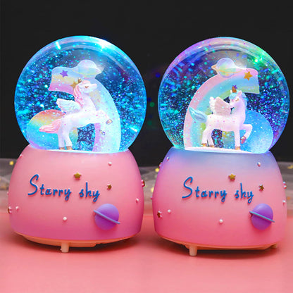 Snow Globe for Kids, VECU Unicorn Snow Globes with Musics Led Unicorn Music Box for Girls, Granddaughters Babies Birthday