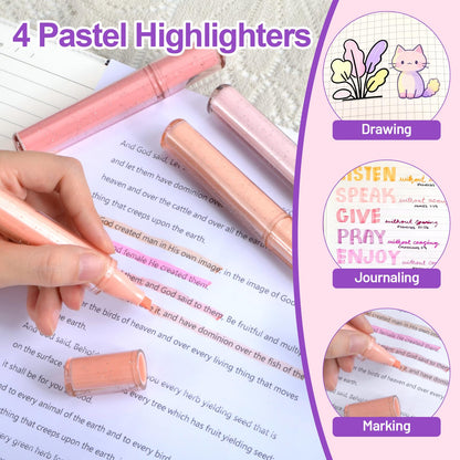 38PCS Cute Stationary Set Bible Journaling Kit with Password Lock Notebook, Pen Case, Mechanical Pencils, Gel Pens, Highlighters, Gift Box & Ballpoint Pens for Study Aesthetic School Supplies