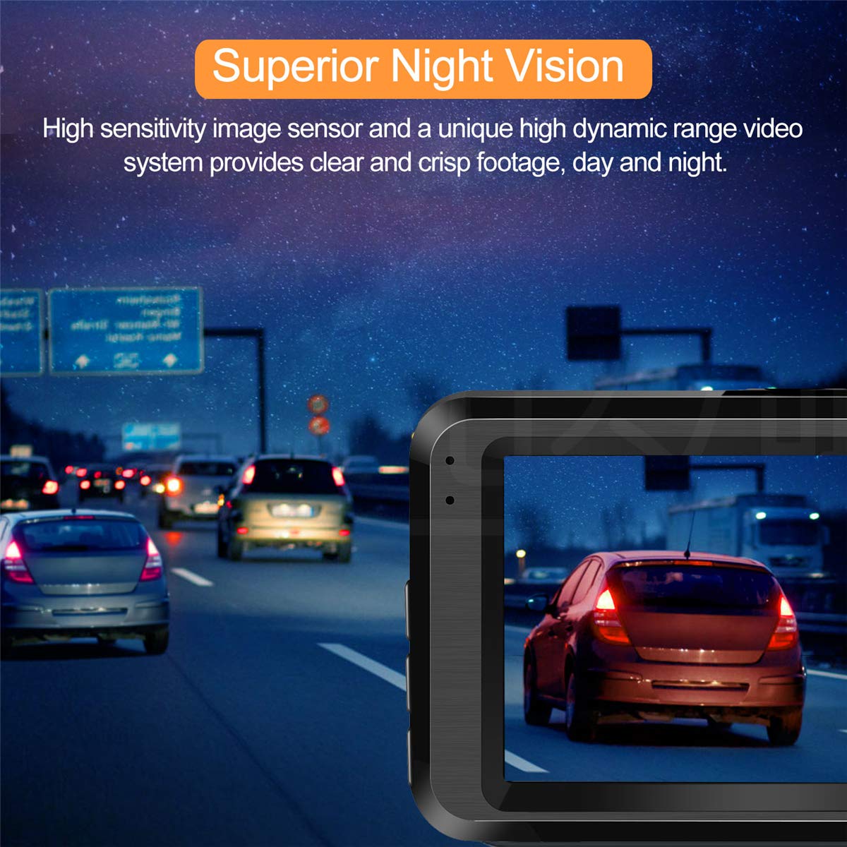 ORSKEY Dash Cam for Cars Front and Rear and SD Card Included 1080P Full HD In Car Camera Dual Lens Dashcam for Cars 170 Wide Angle Sony Sensor with Loop Recording and G-sensor