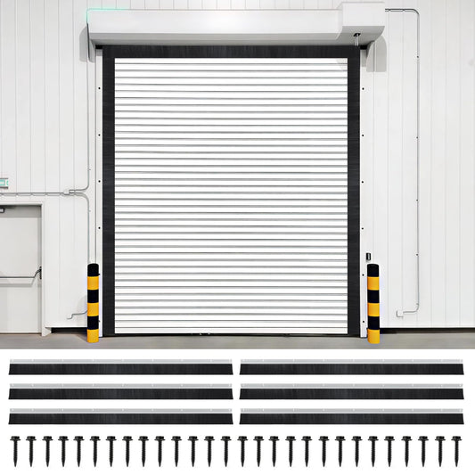 Roll up Door Brush Seal,10 x 10ft Garage Door Brush Seal Kit, 3" High-Density Nylon Brush with Aluminum Track, Easy Mounting, Complete Top and Side Seal Set for Warehouse/Commercial