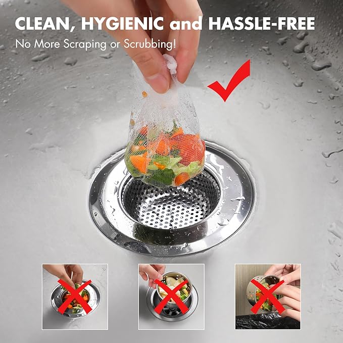 200 Pack Kitchen Sink Strainer Mesh Bag, Anti-Clogging Disposable Sink Drain