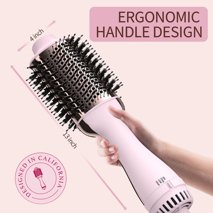 Hair Dryer Brush Blow Dryer in One, Upgraded 4 in 1 Hair Dryer and Styler Volumizer with Negative Ion Anti-frizz Ceramic Titanium Barrel Hot Air Hair Straightener Brush