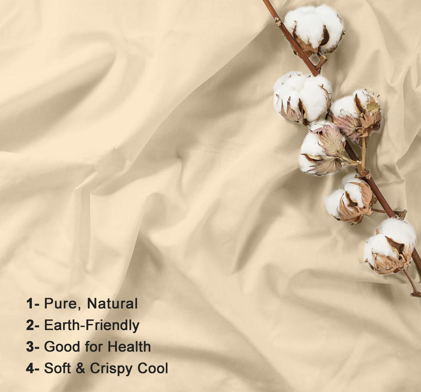RUVANTI 100% Cotton Percale Sheets Queen Size – Crisp Cooling Bed Sheets for Hot Sleepers, Deep Pocket 16”, Soft Breathable & Durable Hotel-Style 4 Piece Set, Beige
