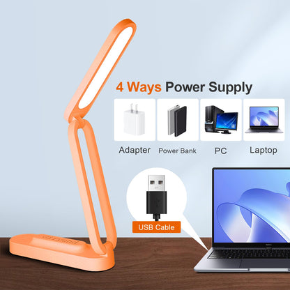 Giryuhd LED Desk Lamp for Office Home & Battery Operated Lamp Rechargeable Lamp Foldable & Portable Light, LED Desk Light Strip, 3 Brightness Dimmable Small Desk Lamp Reading Lamp (Orange)