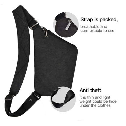 VADOOAnti Theft Sling Bag, Mens Travel Bag, Crossbody Shoulder Bags Slim Multi-Pocket Chest Daypack holiday essentials for Travel Outdoor