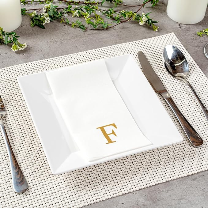 Luxenap 15.8 X 7.9 Inch Linen-Feel Guest Towels, 50 Lettered Hand Towels