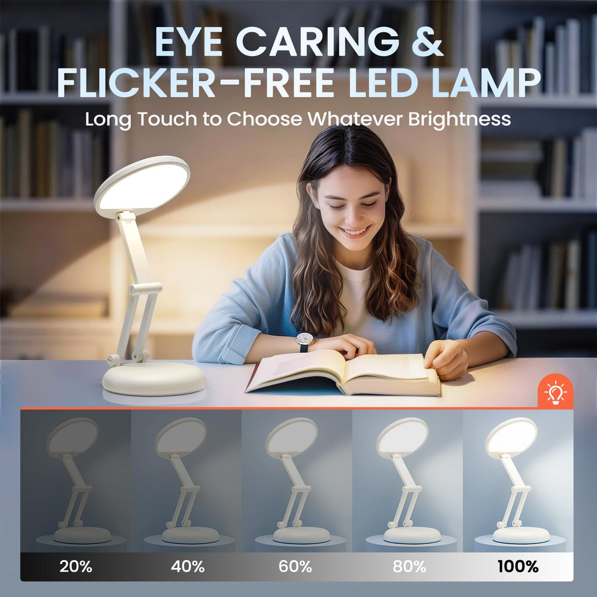 One Fire Rechargeable Table Lamp,Dimmable Cordless Lamp Desk Lamp for Dorm,3600mAh Battery Operated Lamp Rechargeable Lamp,Small Desk Lamp Portable Light for Office/Study/Nail/Craft/Puzzle(Warm Light)