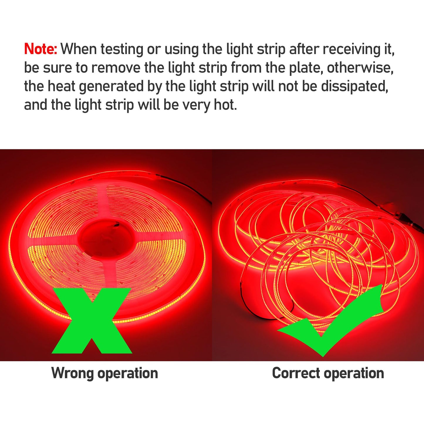 GOMING 32.8ft/10M DC 24V COB Red LED Strip Light Uniform Glow Dotless 384LEDs/M Not Waterproof IP20 Flexible LED Tape Lights for DIY Cabinet Bedroom Kitchen Home Decor(No Power Supply)
