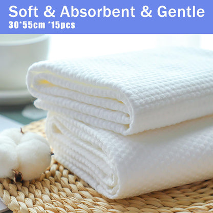 CHANHOO Disposable Pet Bath Towel,15 PCS Portable Pet Grooming Towels,11.8 x 21.6 inch Convenient Pet Cleaning Towel Pet Drying Towels,Absorbent Bath Towel for Small Dog Puppy Cat, White