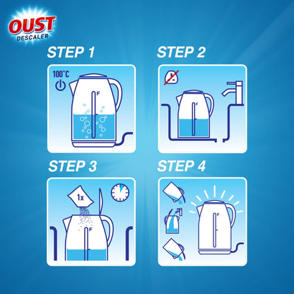 Oust Powerful All Purpose Descaler, Limescale Remover – Ideal for Kettles, Coffee Machines, Irons and Shower Heads, 3 Sachets x 6 (18 Sachets Total)