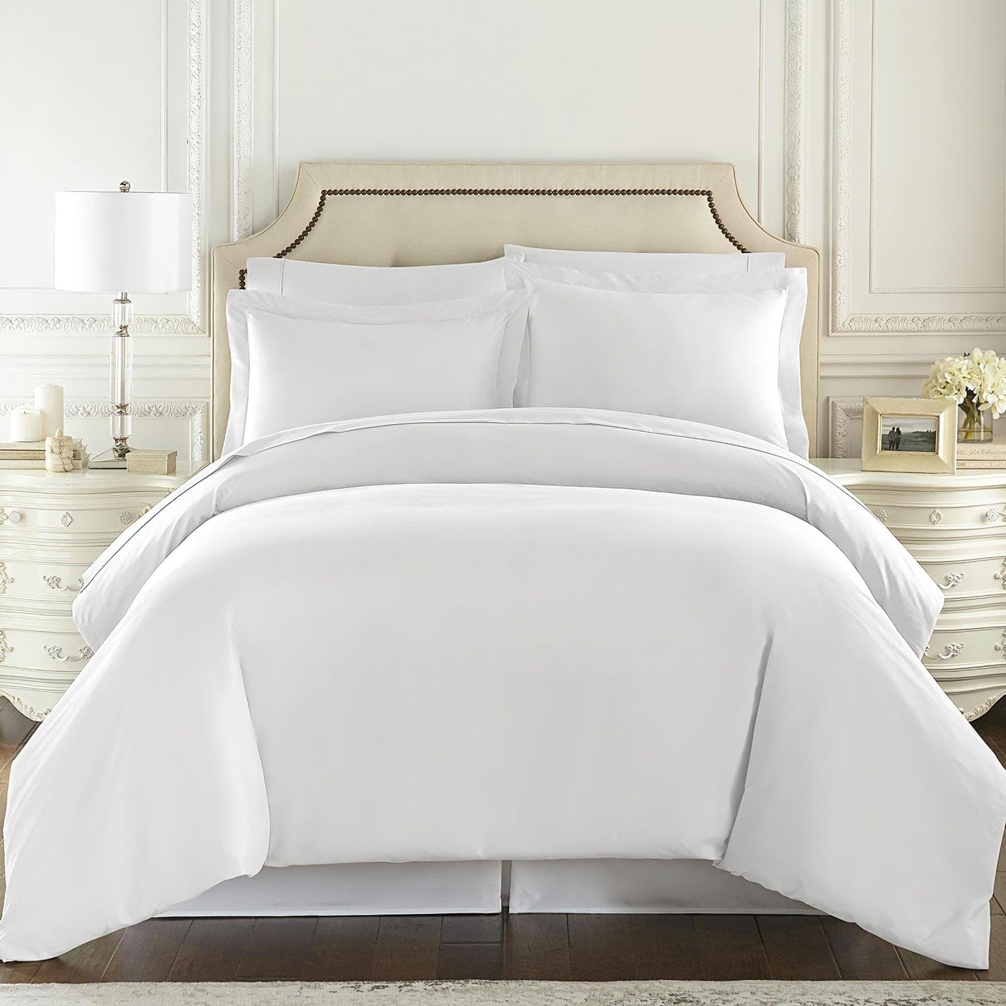 Pantrypoet King Bed Duvet Cover 104"x90", 3Pcs Soft Breathable Duvet Cover Set with Zipper Closure & 2 Pillow Shams 24"x40" (White, King (U.S. Standard))