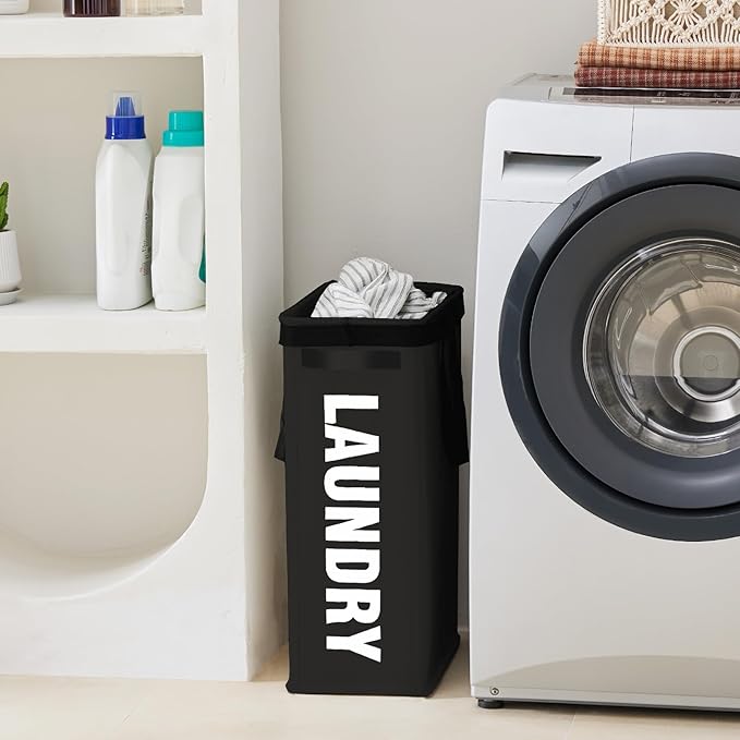 Slim Laundry Hamper with Removable Inner Bag and Side Handles, 45L Small