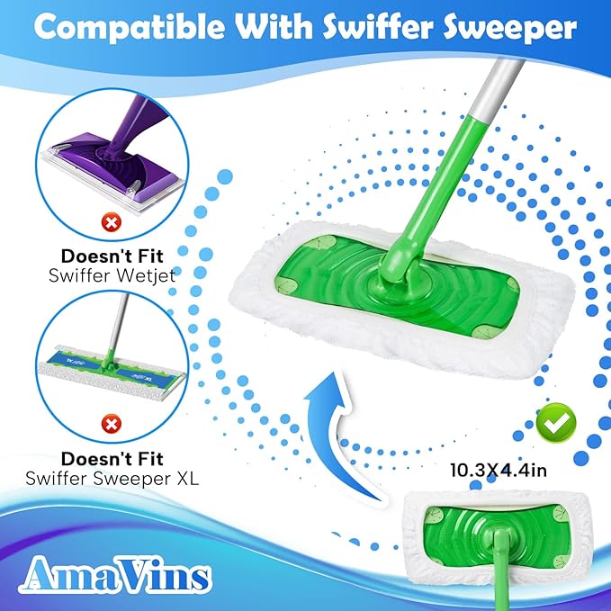 5 Pack Reusable 100% Cotton Mop Pads Compatible