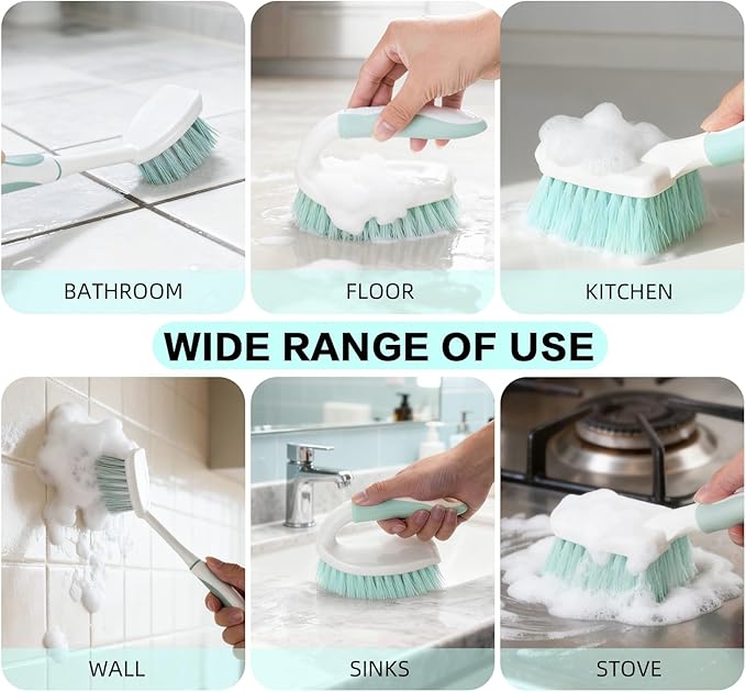 3 Pack Bathroom Scrub Brush Set, Heavy-Duty Scrub Brushes