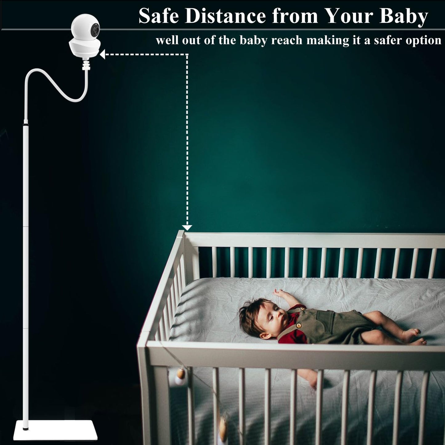 Derebir Baby Monitor Floor Stand Holder Compatible with Babysense ‎V43_2CAM and MaxView 2CAM Camera Baby Flexible Baby Monitor Mount Stand(68.8 inch)