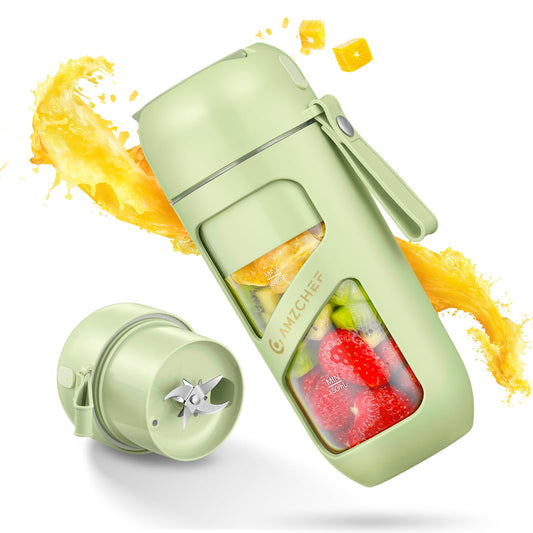 AMZCHEF Portable Blender, Strong Cutting Power with 10-Blade,Type-C Rechargeable,Vacuum Personal Size Mini Blender for Shakes and Smoothies, BPA free, for Sports, Travel, Hiking