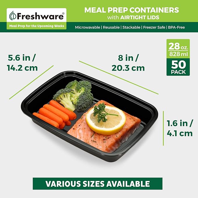 Freshware Meal Prep Containers 1 Compartment Food Storage Containers