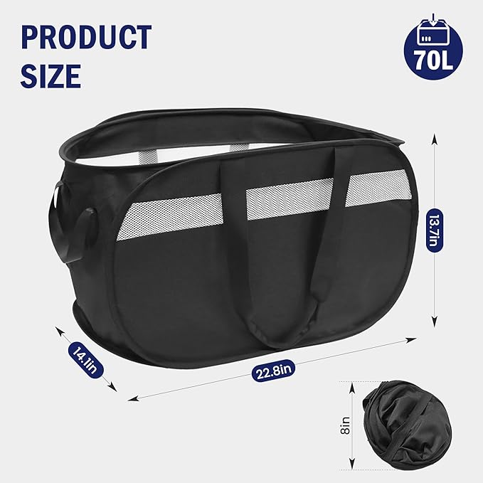 Collapsible Laundry Baskets, Foldable Tear Proof Pop Up Hamper