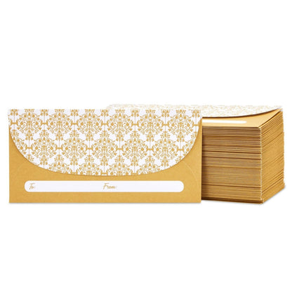 Juvale Money Envelopes for Cash - Cash Gift & Money Saving Envelopes - Secure Adhesive Seal & Floral Design - 7 x 3 In, Gold, 100 Pack