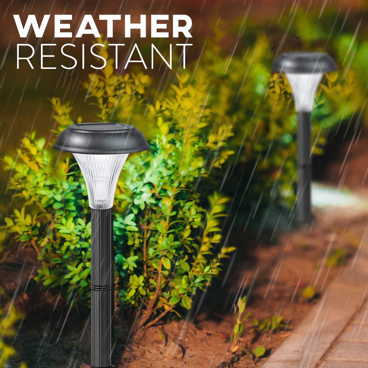 Solar Garden Lights for Outdoor – 10 Brightest Light Set - Transform Your Paths, Garden, Flowerbeds, Borders and Drive - Easy NO Wires Install - Double Waterproof Seal - Stylish Design and 30cm Tall