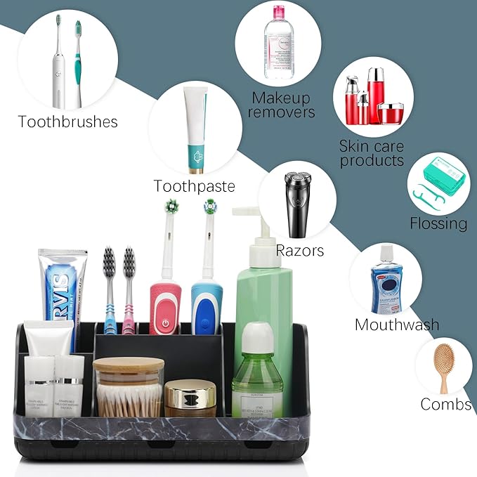 Marble Black Toothbrush Holders