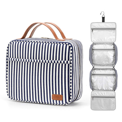 Hanging Travel Toiletry Bag, Large Capacity Wash Bag Waterproof Cosmetic Bag Makeup Organizer with 4 Compartments & 1 Sturdy Hook for Women/Men