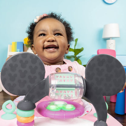 Bright Starts, Disney Baby, Minnie Mouse Forever Besties 2-in-1 Activity Walker with Removable Toy Station with Lights, Songs & Sounds, Adjustable Height, Foldable, Easy to Clean, Pink, Age 6 months+