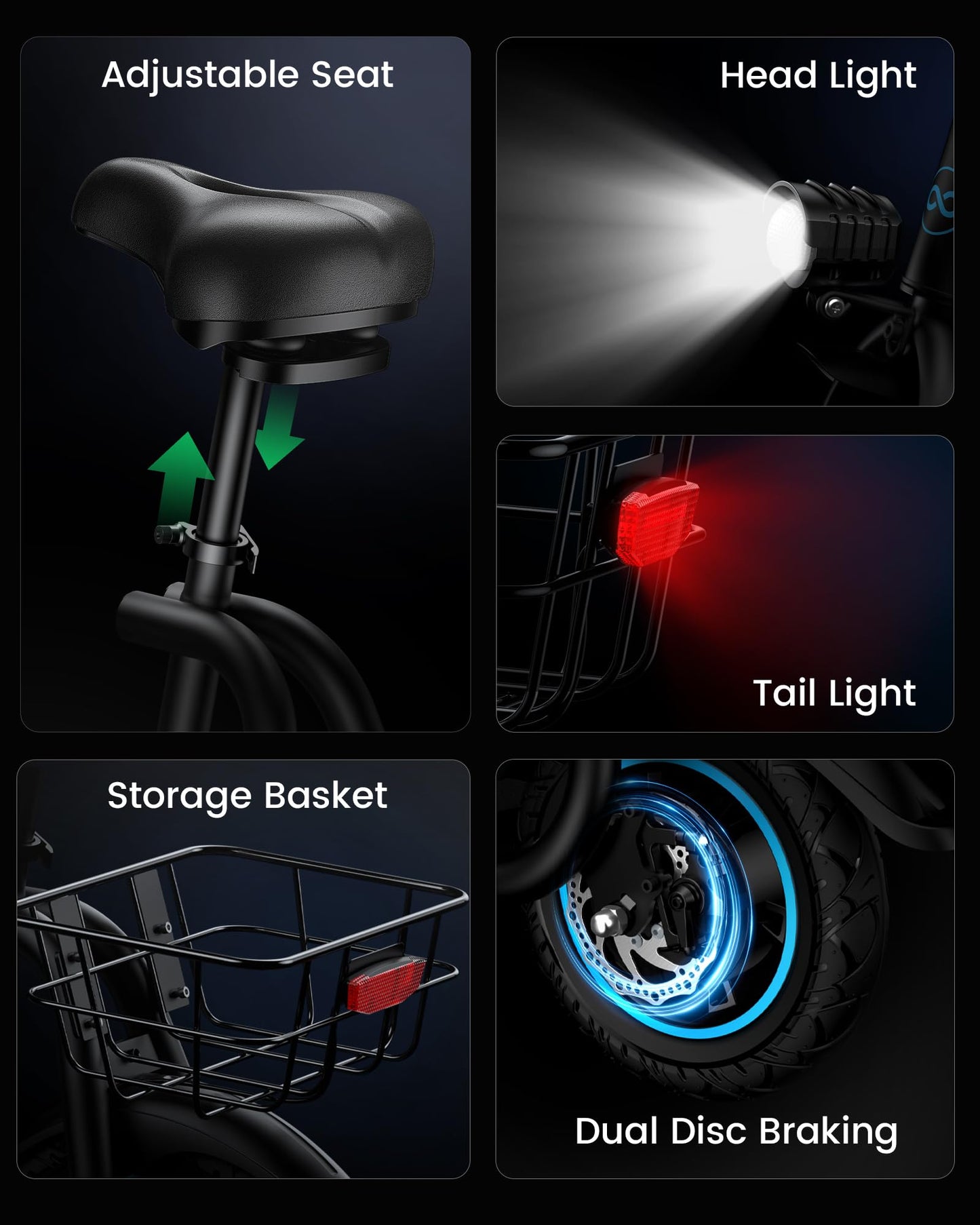 AWWSCOOTER C1 Electric Scooter with Seat for Adults, 450W Motor, 20-Mile Range, 16MPH, Foldable Commuter E-Scooter with Basket for Grocery, Pets, and Daily Commute– Matte Black