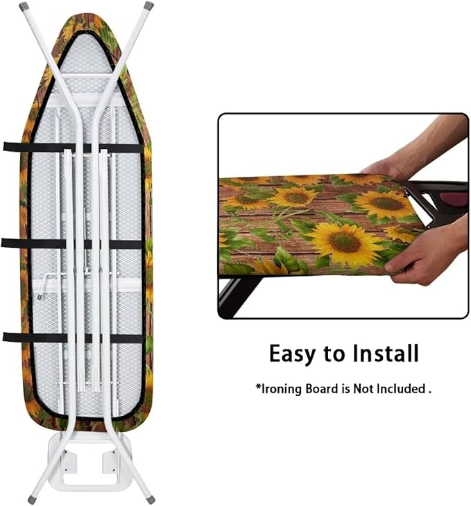 Sunflower Ironing Board Cover, Heavy Duty Padded Standard Size, Resist