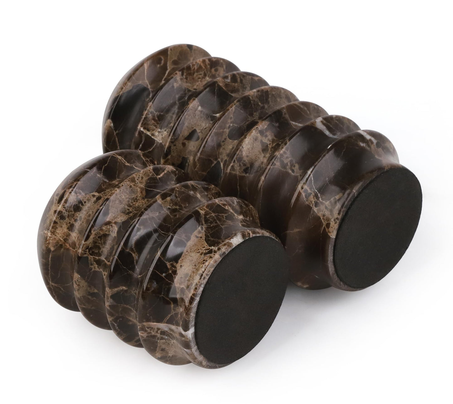 HofferRuffer Marble Candlestick Holders, Set of 2 Natural Stone Candle Holder Decorative Candle Stands for Wedding, Dinning, Party, Table Centerpieces, Fits 3/4'' Thick Candles (MarbleBrown)