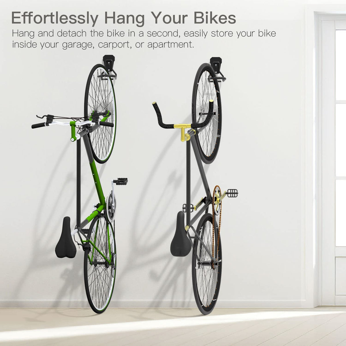 Housolution Bike Wall Mount with Fixed Hook, [4 Pack] Heavy Duty Bike Storage Rack, Bike Rack Vertical Stand for Garage - Easily Hang/Detach - with Screws Iron Bike Hanger Brackets
