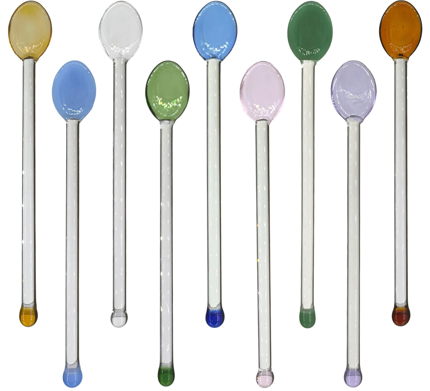 9 Pieces Glass Spoons, Clear Coffee Spoon, 5.8 Inches Stirring Rod Mixing Spoon Bar Swizzle Stick for Salt Sugar Tea Cocktail Milkshake Cold Drink Appetizers Desserts, 14.8*2cm/5.8*0.78inch