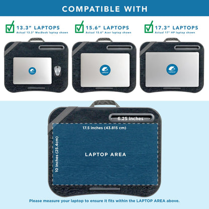 LAPGEAR XL Designer Lap Desk with Phone Holder and Device Ledge - Gray Argyle - Fits up to 17.3 Inch Laptops - Style No. 45538