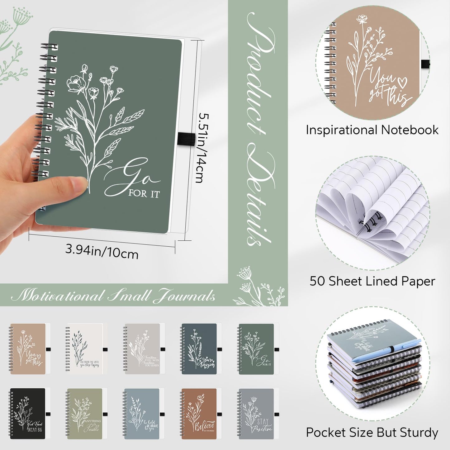 Tenceur 20 Set Teacher Appreciation Gifts Bulk Nurse Appreciation Gifts Inspirational Notebook Pen for Office Staff Teacher Volunteer Team Receptionist Day Graduation (Classic Color)